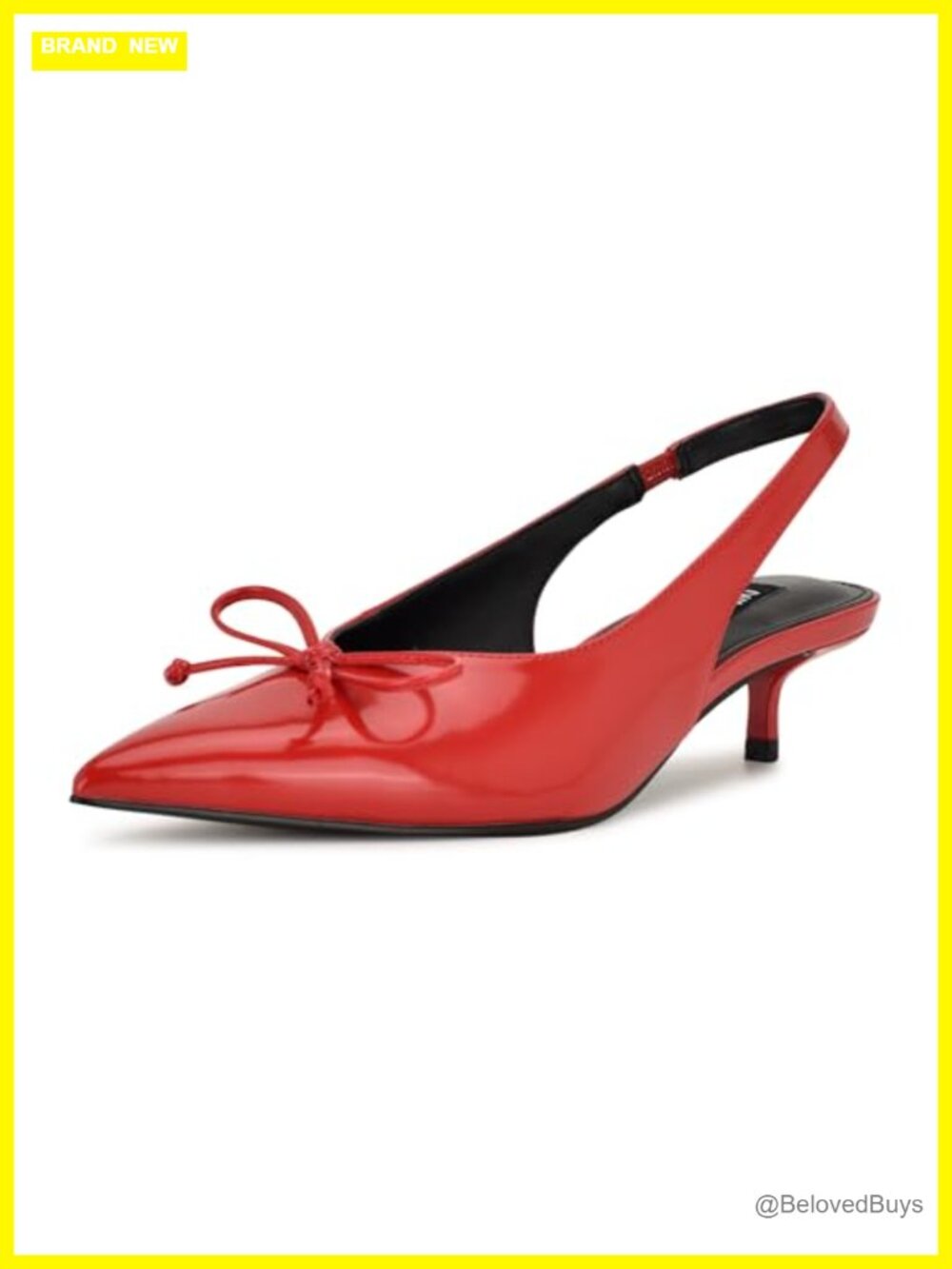Pointy Toe Kitten Heel Slip-On Pumps with Bow Faux Patent Leather